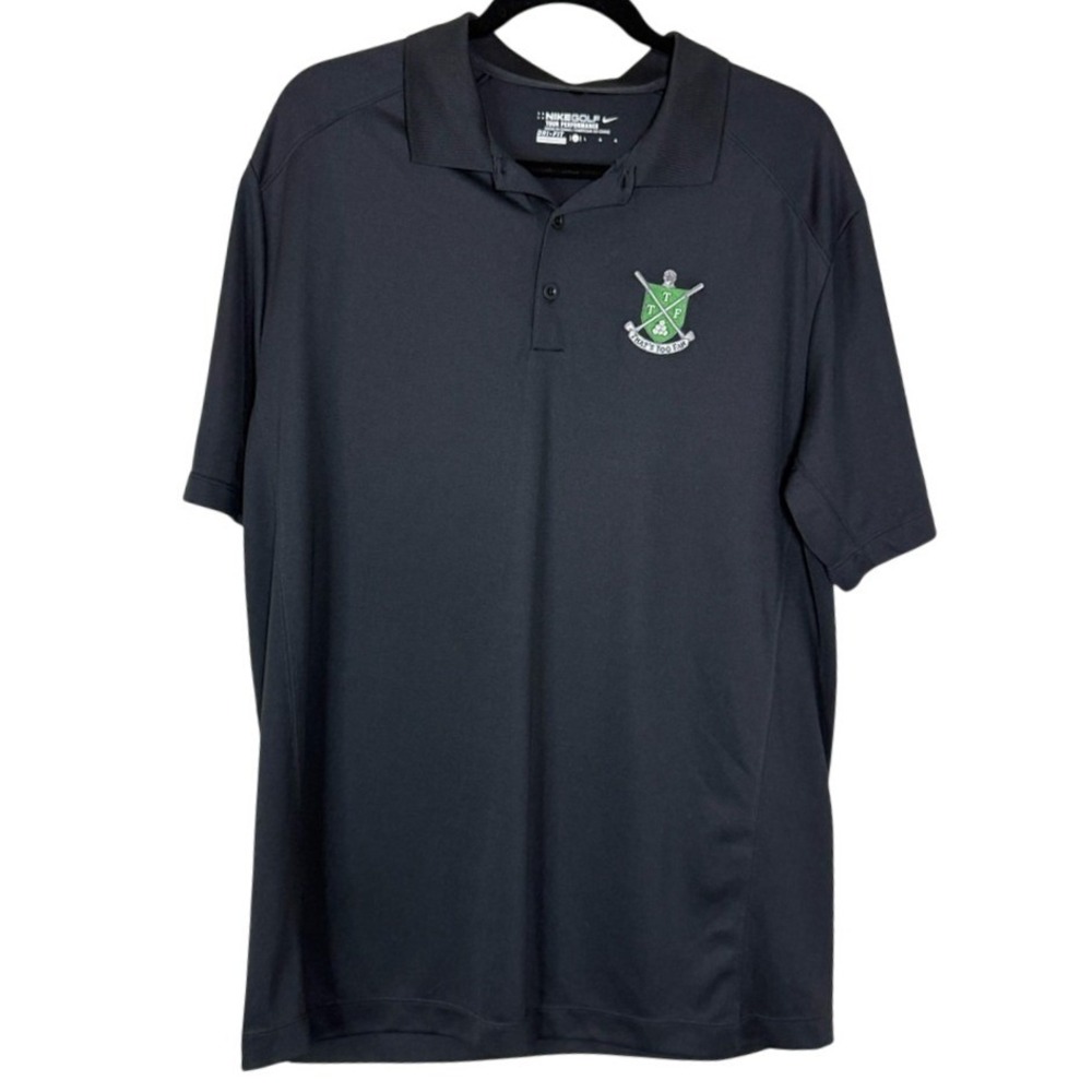 Nike Golf Black Polo Shirt with Embroidered "That's too Fah" Crest - size L‎